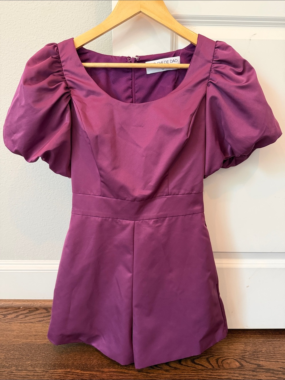 Chloe Dao Purple Puff-Sleeve Romper